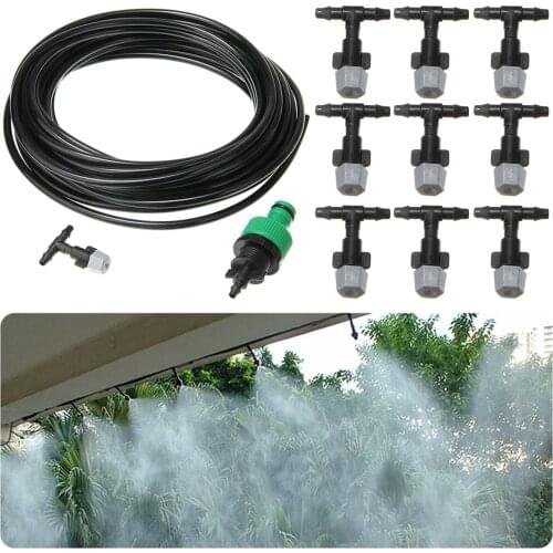 10m Water Misting Cooling System Mist Sprinkler Nozzle Outdoor Garden Patio Greenhouse Plants Fog Watering Kit