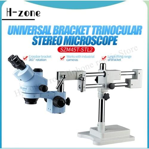 SUNSHINE SZM45T-STL2 Trinocular HD Stereo Microscope 7X-45X Big Boom Stand Universal Bracket Microscope for Mobile Phone Repair