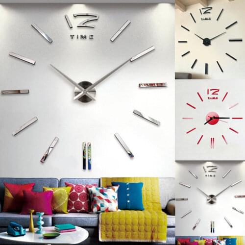 Modern Large 3D Mirror Surface Wall Clock Stickers DIY Home Office Room Mural Vinyl Removable Sticker Decal NEW