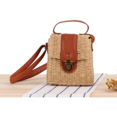 Versatile Cover Woven Beach Bag Holiday Small Messenger Grass Bag Women Crossbody Bags