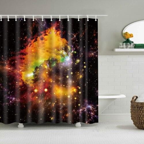 Decorative Night Sky Stars Printed Bathroom Shower Curtains Frabic Waterproof Polyester Bath Curtain With Hooks 180x180cm