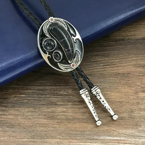 Western cowboy BOLO TIE tie suit clothing accessories unisex retro pattern leaves leather collar rope birthday banquet gift