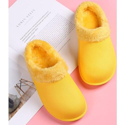 Winter Fur Home Slippers Men Women Waterproof Casual Indoor Woman Slipper Male Couple Ladies Platform House Shoes Warm Slides
