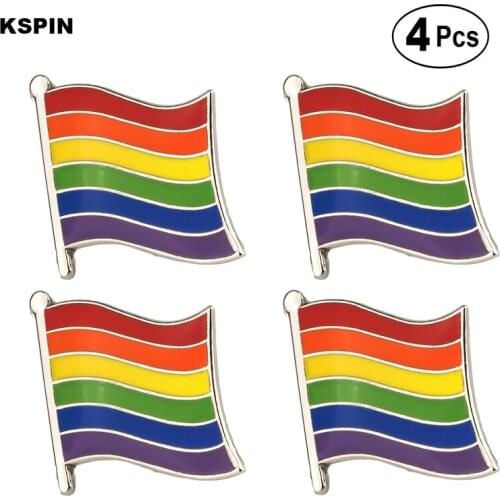 6 Stripe Rainbow Pride Brooches Lapel Pin Flag badge Brooch Pins Badges 4pcs