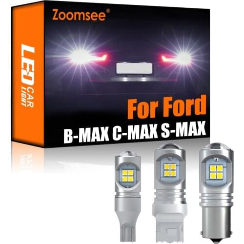 Zoomsee 2Pcs White Reverse LED For Ford C-MAX DM2 DXA B-MAX JK S-MAX CJ WA6 I II Canbus Exterior Backup No Error Rear Tail Light