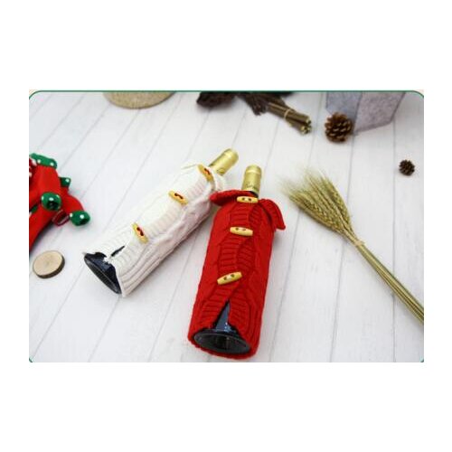 2pcs/lot Christmas adornment knit sweater red wine cover,Christmas restaurant bar wine bag decorations