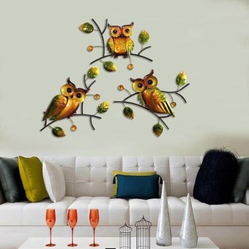 3 Pieces Owl Wall Mount Stickers Nursery Bas Relief Sculpture Wall Home Ornament