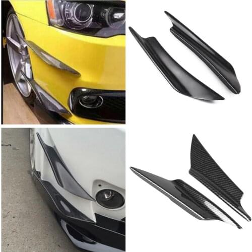 4 Pcs/Set Black&Carbon Fiber Style Plastic Car Front Bumper Car Body Modification Decoration Surrounded