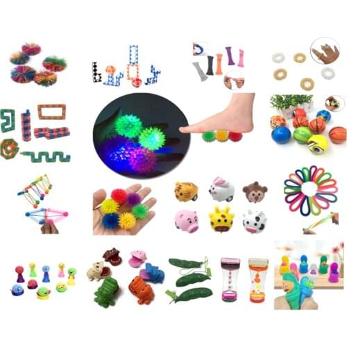 40PCS/set Sensory Toy Stress Relieve Balls Toy Edamame Track Chain Fidget Toy For ADHD Autism Special Needs Peoples Gift