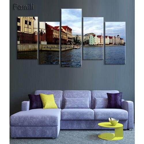 5Pcs/set Living room home wall modern art decor canvas poster Architecture russia building landscape cityscape,oil painting