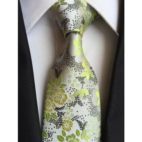 8cm Light Green Unique Floral Neck Ties High Level Woven Necktie for Party