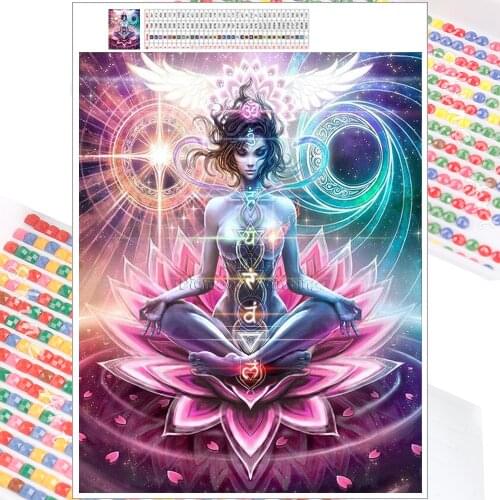 Diamond Embroidery Painting Mosaic Religion Cartoon Lotus Messenger 5D DIY Full Square Round Cross Stitch Mural Home Decoration