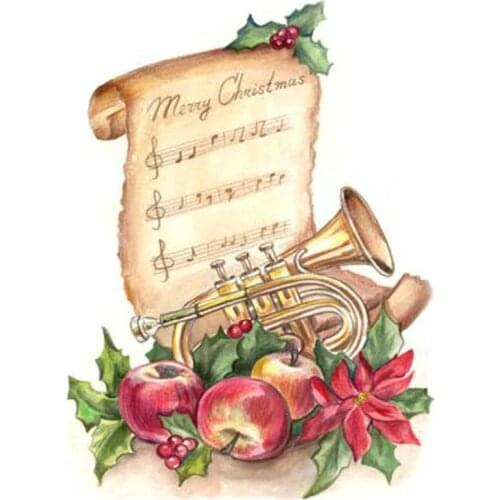 5d Diy Diamond Painting pattern Square Rhinestones Cross Stitch Diamond Embroidery Mosaic Piano score and apple Needlework