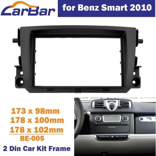CarBar Double 2 Din Car Radio Fascia for Mercedes Benz Smart 2010 Stereo Fascia Dash Dashboard Frame Panel Trim Kit Car Stereo