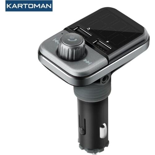 KARTOMAN Car Charger for iPhone Mobile Phone Handsfree FM Transmitter Bluetooth Car Kit LCD MP3 Player Dual USB Car Charger
