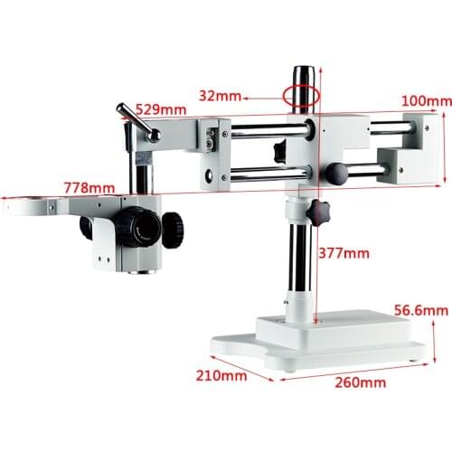 Double Boom Lab Industrial Zoom Stereo Microscope Stand Holder Bracket Arm 76mm for Trinocular Microscope Binocular Microscope