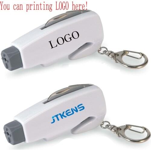 Printing LOGO Keychain car safety hammer window breaker emergency escape broken window multifunctional hammer mini six in one