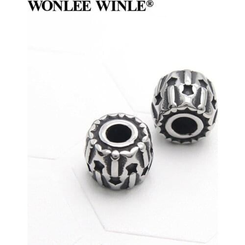 Wonlee Winle Stainless Steel 4.6mm Hole Magic Wand Beads Charm For Bracelet Jewelry Making DIY Men&Women String Bracelets