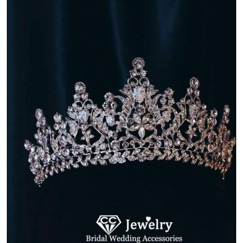 CC Wedding Crown for Women Hair Accessories Engagement Jewelry Flower Shape Headdress Princess Pageant Tiaras and Crowns HS23