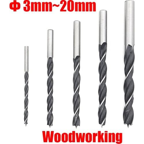 3mm 3.2mm 3.5mm 4mm 4.5mm 5mm 5.5mm 6mm High Carbon Steel Wood Woodworking Tool Straight Shank Twist Three Brad Point Drill Bit