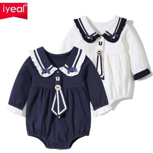 IYEAL Infant Baby Girl Boys Clothes Cotton Long Sleeve Baby Bodysuits With Tie Toddler Clothing Spring Autumn Newborn Clothes