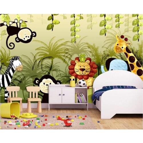 Custom mural 3d wall mural on the wall Cute hand drawn warm forest animals home decor photo wallpaper in the living room