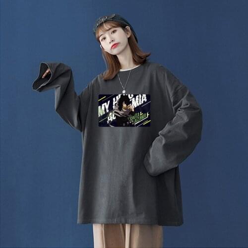 Anime My Hero Academia Tshirt Harajuku Boku No Hero Academia Aizawa Shota Gothic Cartoon Mens Long Sleeve Autumn Cotton T Shirt