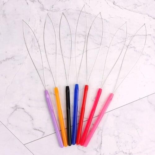 1Pcs Hair Extension Tool Micro Ring Bead Pulling Hoop Loop Feather Threader