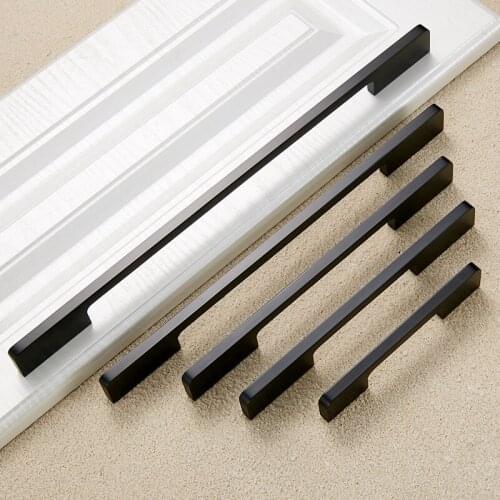 JD American Zinc Alloy Black Handle Cabinet Door Handle Wardrobe Cabinet Drawer Modern Cabinet Furniture Hardware