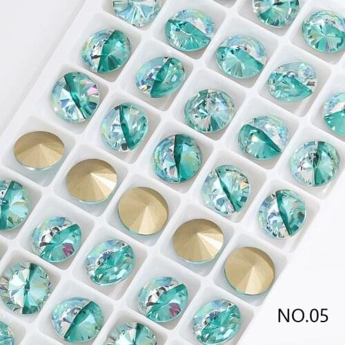 Round Multi-Color Pointed Back Fancy Stone Crystal Nail Art Rhinestone Jewels Beads Craft Headwear Shoes&Garment DIY Decorations