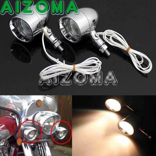 Motorcycle Mini Bullet Style Headlight Chrome Spotlight Unversal for Yamaha Honda Suzuki Aluminum Auxiliary Fog Head Lights