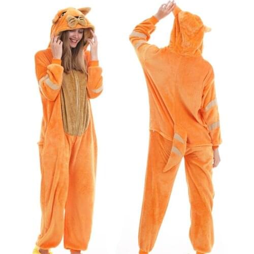 Kigurumi Orange Cat Onesie Pajamas Adult One Piece Sleepwear Sleepsuit Unisex Pyjama Anime Cosplay Christmas Costumes