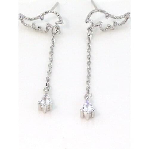 Sweet Fashion Angle Wings Crystal Water Drop Tassel Earrings for Women Fashion Cute Dangle Earrings Party Jewelry Accessories