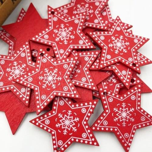 10pcs Red Wood snowflake Star Buttons 50mm Sewing Craft Mix Lots WB505