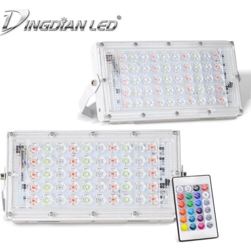 Remote Control RGB LED Flood Light 50W AC220V Waterproof Colorful IP66 RGB Spot Flood Light Bright Mordern DIY Outdoor Lightings