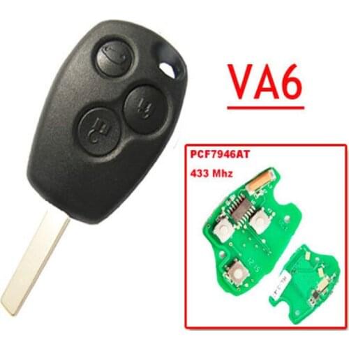 RIOOAK 5pcs/lot Free shipping 3 Button Remote Key With 7946 Chip Round Button With VA2 Blade for Renault replacement accessories