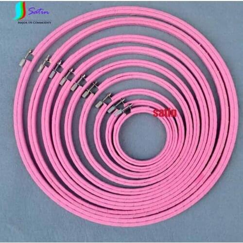 Hand DIY Cross Stitch Embroiderying Tool 9Size Satin Fabric Cloth Covered Bamboo Embroidery Hoop Set for silk Handkerchief S0090