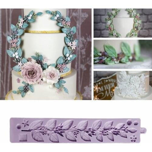 Sugar Twine Silicone Mold Leaves Cake Decorating Tools Fondant Cake Mold Leaf Rattan Flower Vine Borders Foliage Decoration