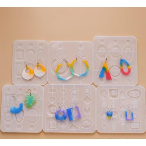 DIY Crystal Epoxy Earrings Ear Pendant Mould Geometry Collection Mould Resin Ring Making Creative Handmade Exquisite Jewelry