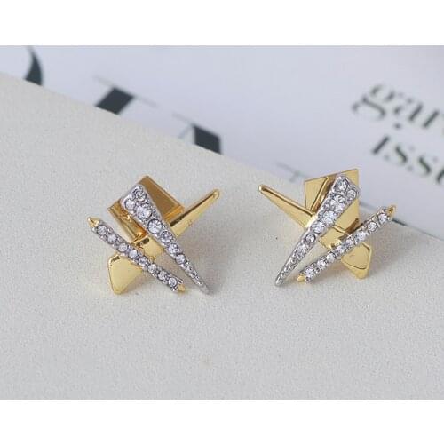 European and American style geometric irregular inlay sparkle contrast simple fashion earrings earrings