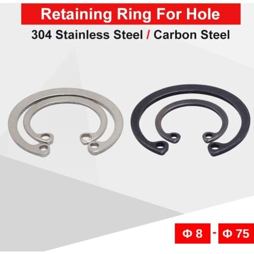 2-100 PCS C-Type Circlip Retaining Ring Outer Diameter 8-75 mm 304 Stainless Steel Carbon Steel Blackening Snap Ring For Hole