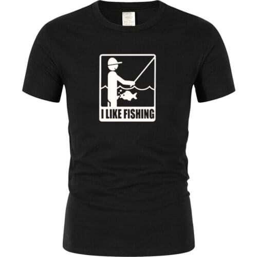 Funny Men Angling Adult Design T-Short Sleeved Soft Breathable 100% Cotton Camiseta EU Size sx-3XL I Like Fishing Angler T Shirt