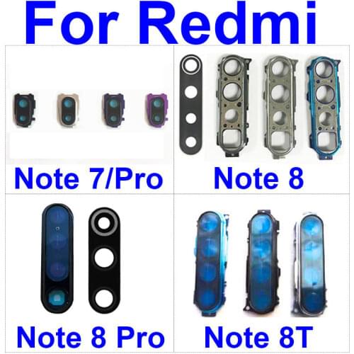 Back Rear Camera Lens For Xiaomi Redmi Note 8 8 8T Pro Camera Lens Glass Cover Frame + Sticker Protection Replacement Repair