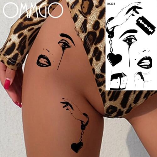 Lips Eye Blade Handcuffs Hand Temporary Tattoos For Men Women Body Art Leg Tattoo Paste Paper Water Transfer Fake Tattoo Sticker