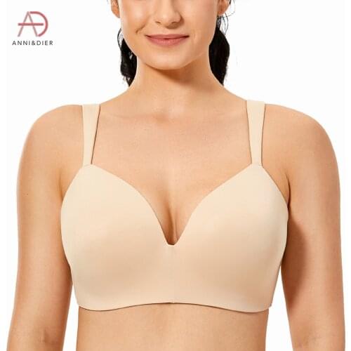Womens Comfort T-shirt Bra Plus Size U-back Lightly Lined Straps Full Cup Wirefree Smooth Bras