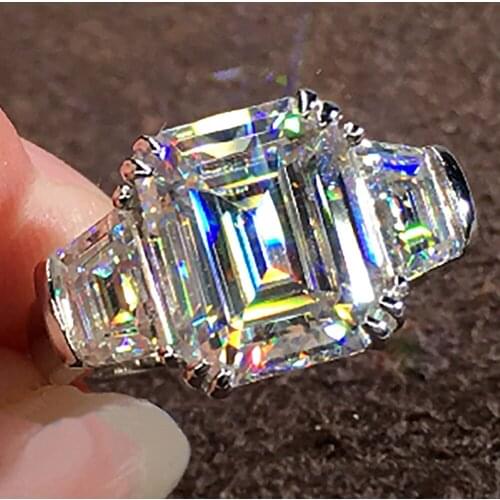 10K White Gold Women Wedding Party Engagement Ring 1 2 3 4 5 Carat Emerald Princess Square Moissanite Diamond Ring Trapezoid