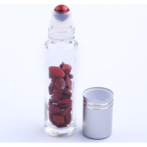 10ML Clear/Matte Roll On Glass Refillable Bottle Gemstone Roller Ball Essential Oils Natural Healing Crystal Chips Stones Inside