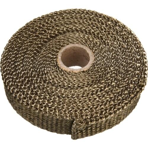15M*2.5CM Titanium Heat Exhaust Thermo Wrap Shield Protective Tan Tape Fireproof Insulating Cloth Roll Kit for Motorcycle Car
