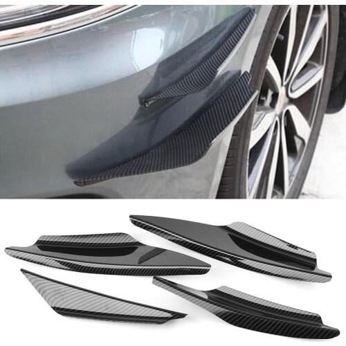 4pcs Carbon Fiber Styling ABS Plastic Car Front Bumper Splitter Universal Fins Body Spoiler Canards
