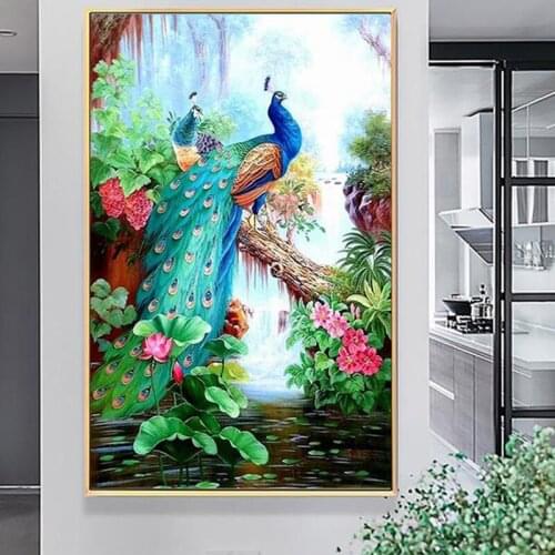 5D DIY Diamond Painting Peacock Animal Diamond Embroidery Cross Stitch Round Rhinestone Unfinished Home Decoration Gift